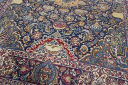 Full view of 2000s Kashmar rug from Iran / Persia, 386 × 295 cm in Blue tones