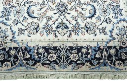Full view of 2000s Kashmar rug from Iran / Persia, 281 × 196 cm in Beige tones