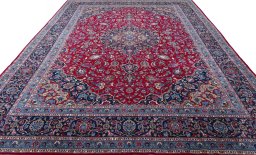 Surface texture of 2000s Kashmar rug with natural Wool and intricate pattern