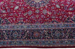 Full view of 2000s Kashmar rug from Iran / Persia, 387 × 297 cm in Red tones