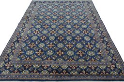 Surface texture of 2000s Kashmar rug with natural Wool and intricate pattern