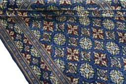 Full view of 2000s Kashmar rug from Iran / Persia, 282 × 196 cm in Blue tones