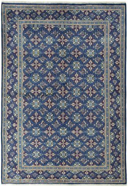 Full view of 2000s Kashmar rug from Iran / Persia, 290 × 202 cm in Blue tones
