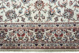 Full view of New Kashmar rug from Iran / Persia, 293 × 193 cm in Beige tones