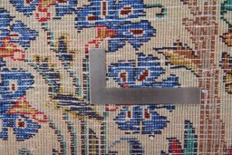 Close-up detail of 1990s Kashmar rug from Iran / Persia showing Wool weave