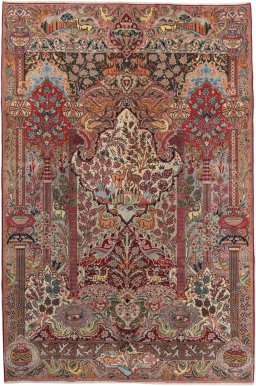 Full view of 1990s Kashmar rug from Iran / Persia, 300 × 198 cm in Multi Color tones