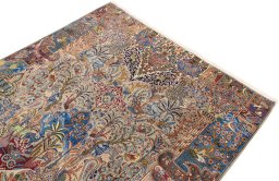 Surface texture of 1980s Kashmar rug with natural Wool and intricate pattern