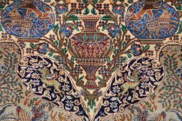Full view of 1980s Kashmar rug from Iran / Persia, 290 × 198 cm in Multi Color tones