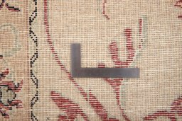 Corner detail of 2000s Kashmar rug showing border pattern and Wool pile