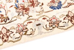 Backside of handmade 2005s Kashmar rug showing knot structure and weave density