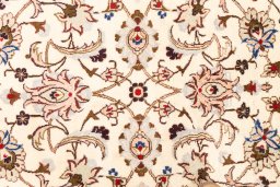 Full view of 2005s Kashmar rug from Iran / Persia, 385 × 92 cm in Cream tones