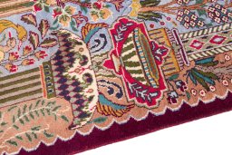 Backside of handmade 2005s Kashmar rug showing knot structure and weave density