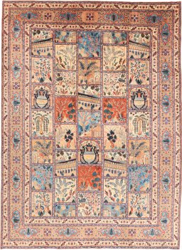 Full view of 1980s Kashmar rug from Iran / Persia, 333 × 243 cm in Multi Color tones