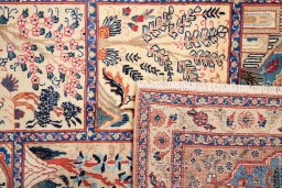 Full view of 1980s Kashmar rug from Iran / Persia, 333 × 243 cm in Multi Color tones