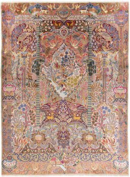 Full view of 1960s Kashmar rug from Iran / Persia, 398 × 296 cm in Multi Color tones