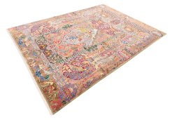 Corner detail of 1960s Kashmar rug showing border pattern and Wool pile