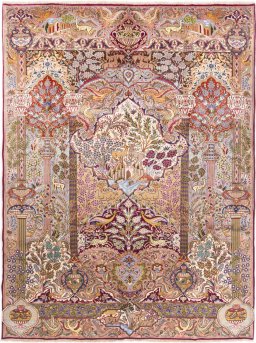 Full view of 1960s Kashmar rug from Iran / Persia, 334 × 250 cm in Multi Color tones