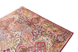 Surface texture of 1960s Kashmar rug with natural Wool and intricate pattern