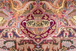 Full view of 1960s Kashmar rug from Iran / Persia, 334 × 250 cm in Multi Color tones