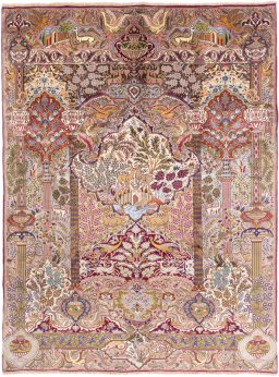 Full view of 1965s Kashmar rug from Iran / Persia, 333 × 251 cm in Multi Color tones