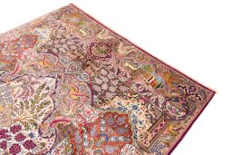 Surface texture of 1965s Kashmar rug with natural Wool and intricate pattern