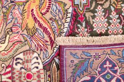 Close-up detail of 1965s Kashmar rug from Iran / Persia showing Wool weave