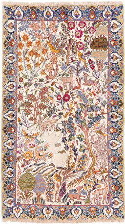 Full view of 1975s Kashmar rug from Iran / Persia, 200 × 113 cm in Multi Color tones