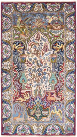 Full view of 2006s Kashmar rug from Iran / Persia, 203 × 116 cm in Multi Color tones