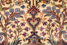 Full view of 2002s Kashmar rug from Iran / Persia, 195 × 113 cm in Beige tones