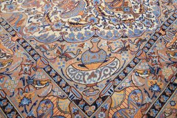 Close-up detail of 1990s Kashmar rug from Iran / Persia showing Wool weave