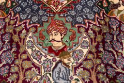 Close-up detail of 2018s Kashmar rug from Iran / Persia showing Wool weave