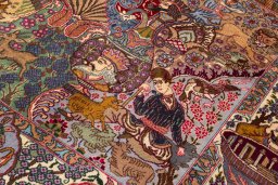 Backside of handmade 2018s Kashmar rug showing knot structure and weave density
