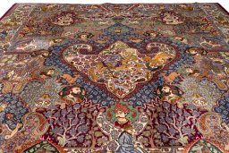 Full view of 2018s Kashmar rug from Iran / Persia, 385 × 310 cm in Multi Color tones