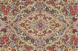 Central medallion detail of 1970s Kerman rug from Iran / Persia