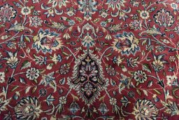 Close-up detail of 2000s Kerman rug from Iran / Persia showing Wool weave