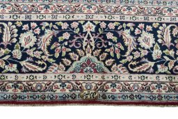 Full view of 2000s Kerman rug from Iran / Persia, 410 × 296 cm in Red tones