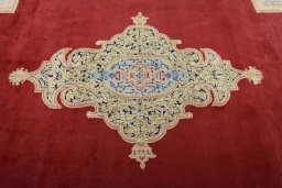 Central medallion detail of 2000s Kerman rug from Iran / Persia