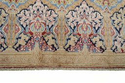 Full view of 2000s Kerman rug from Iran / Persia, 417 × 308 cm in Red tones