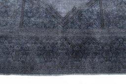Full view of 1970s Kerman rug from Iran / Persia, 404 × 293 cm in Gray tones