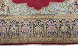Full view of 2000s Kerman rug from Iran / Persia, 365 × 278 cm in Red tones