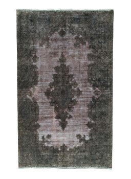 Full view of 1950s Kerman rug from Iran / Persia, 247 × 150 cm in Red tones