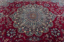 Central medallion detail of 1950s Kerman rug from Iran / Persia