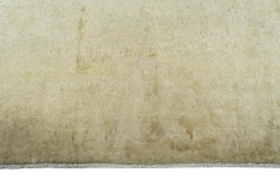 Full view of 1950s Kerman rug from Iran / Persia, 430 × 297 cm in Beige tones