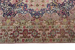 Full view of 1930s Kerman rug from Iran / Persia, 212 × 133 cm in Multi Color tones