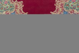 Full view of 1950s Kerman rug from Iran / Persia, 395 × 302 cm in Red tones