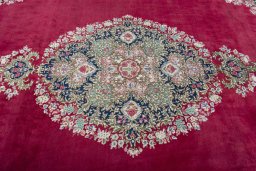 Central medallion detail of 1970s Kerman rug from Iran / Persia