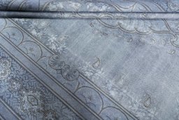 Close-up detail of 1970s Kerman rug from Iran / Persia showing Wool weave
