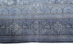 Full view of 1970s Kerman rug from Iran / Persia, 391 × 297 cm in Blue tones