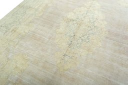 Backside of handmade 1970s Kerman rug showing knot structure and weave density