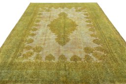 Surface texture of 1970s Kerman rug with natural Wool and intricate pattern